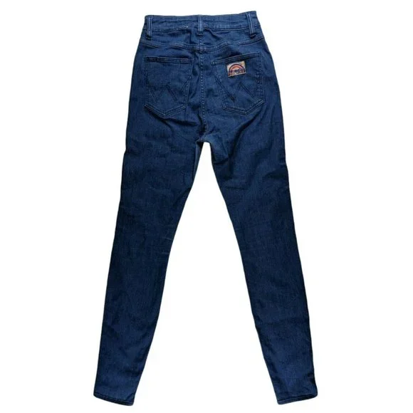 Wrangler Hi Pins High Waist Light Blue Skinny Leg Womens Jeans - Size 7 - Picture 4 of 7